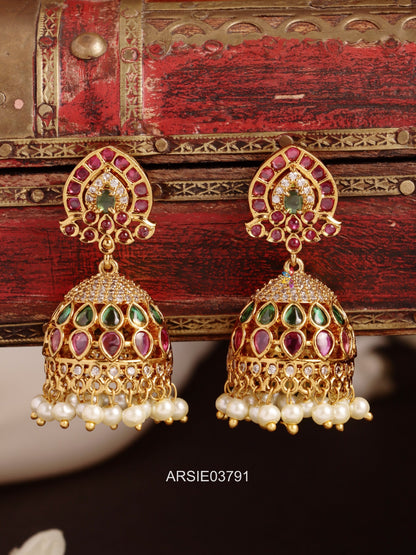 Kemp and Green Stone Jhumka