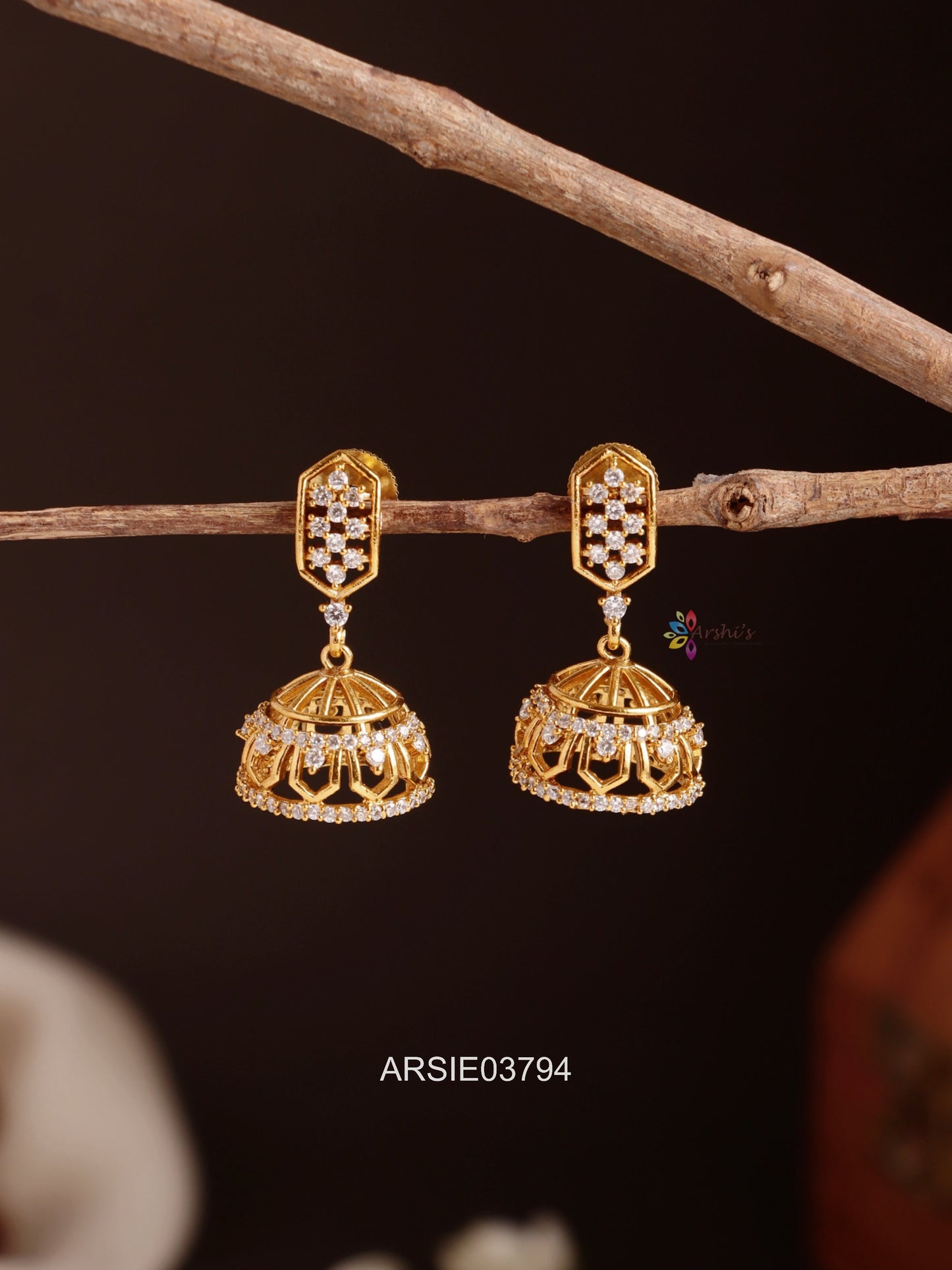 White AD Stone Jhumka