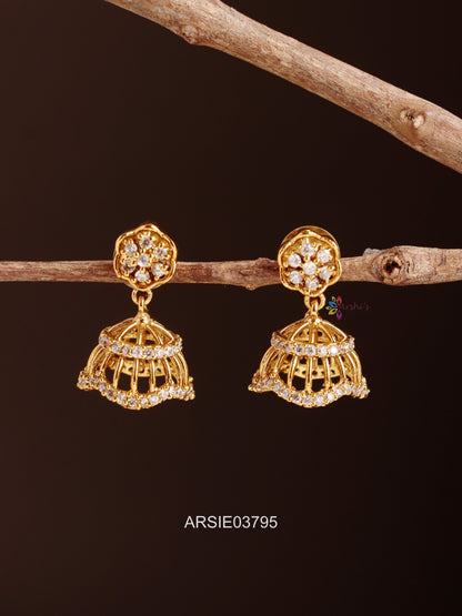 Cute White AD Stone Jhumka