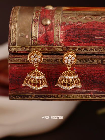 Cute White AD Stone Jhumka