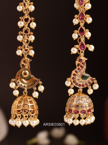 Swan Stone Jhumka with Mattal