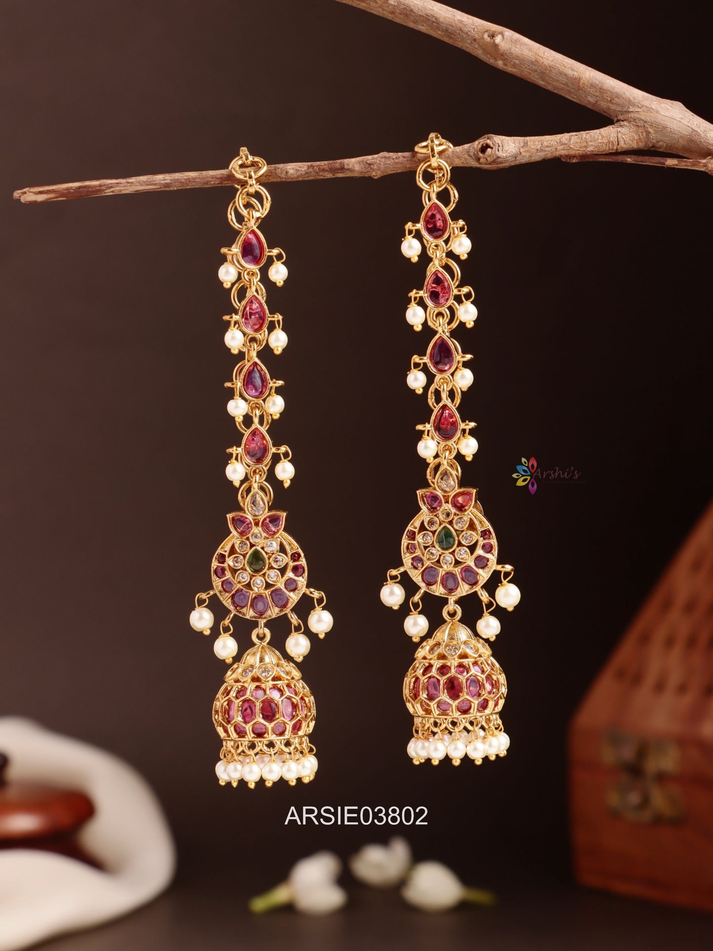 Kemp Stone Jhumka with Mattal