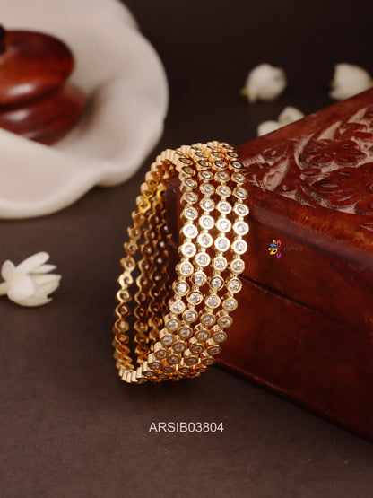 Round AD White Stone Bangles