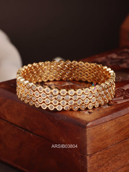 Round AD White Stone Bangles