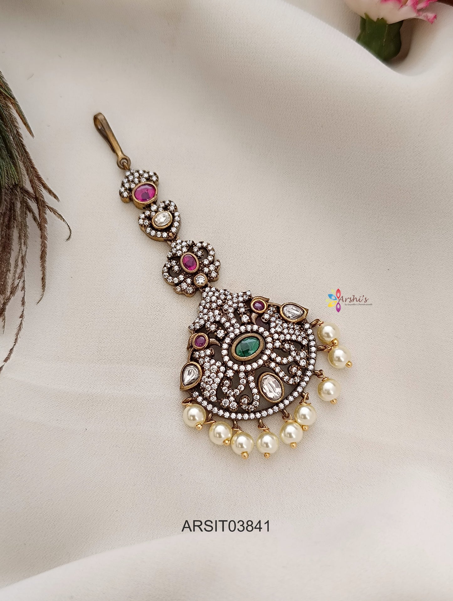 Victorian Pearl Drops Maang Tikka