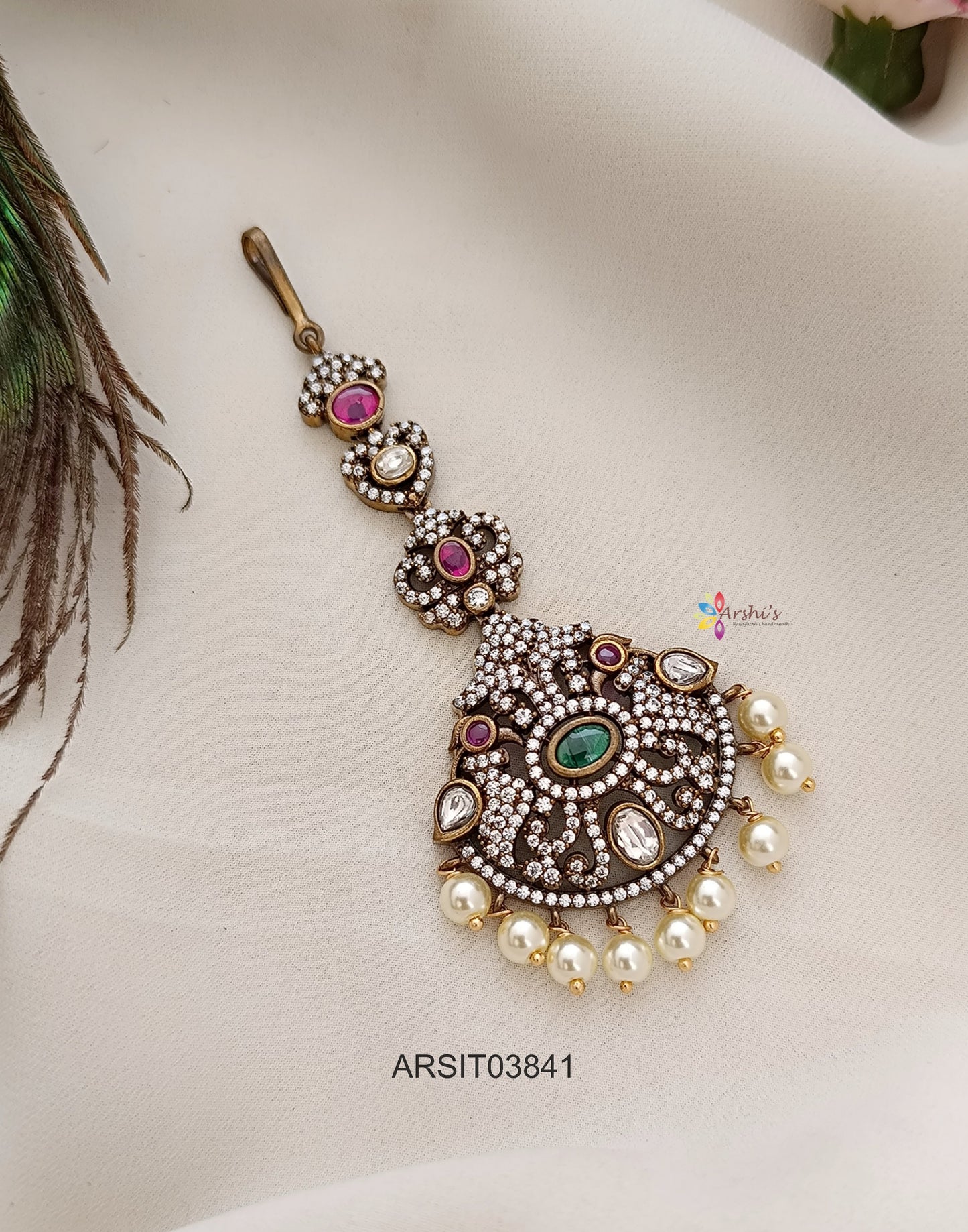 Victorian Pearl Drops Maang Tikka