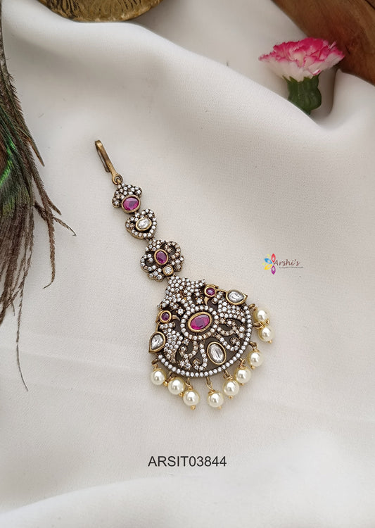 Victorian Ruby Stone Maang Tikka