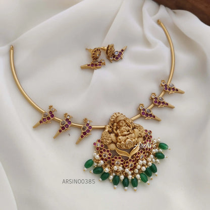 Lakshmi Pendant Hasli Tube Necklace