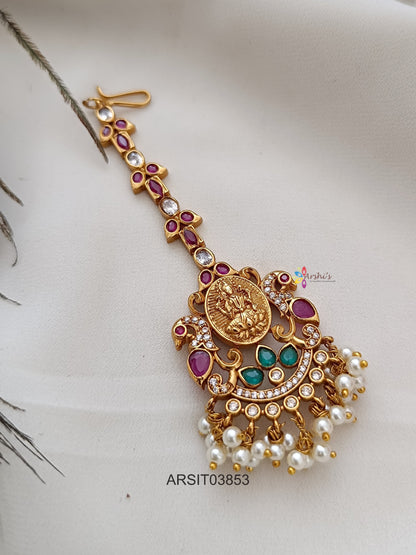 Lakshmi Peacock Stone Maang Tikka