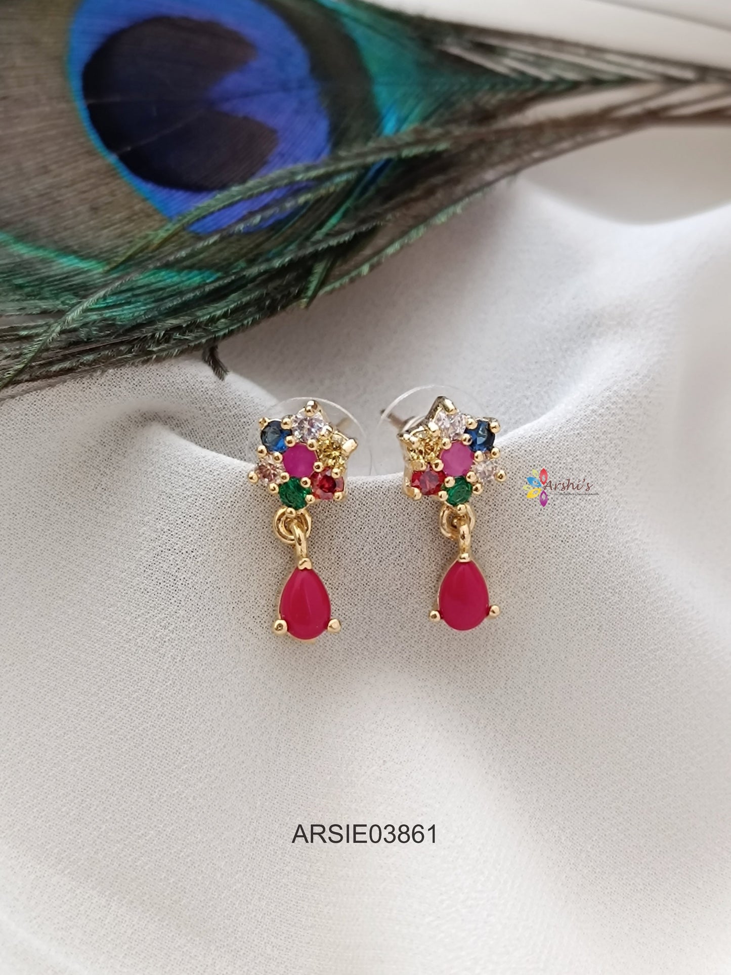 Multi Stone with Coral Drop Earrings