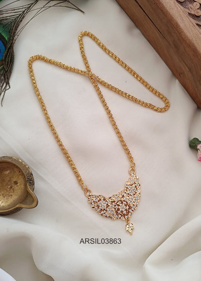 Vintage  White Stone Pendant Long Haram