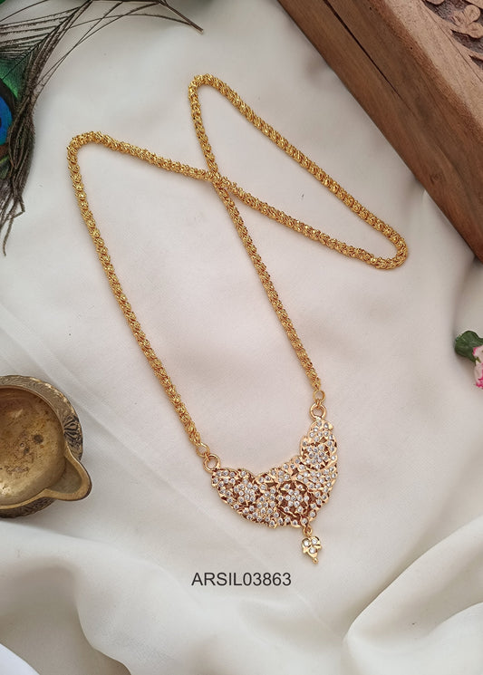 Vintage  White Stone Pendant Long Haram