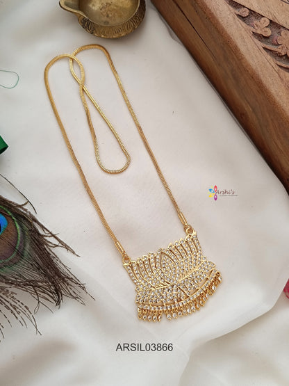 Lotus White Stone Pendant Long Haram