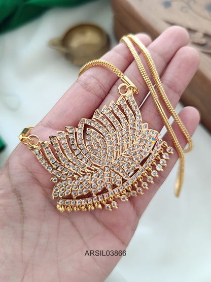 Lotus White Stone Pendant Long Haram
