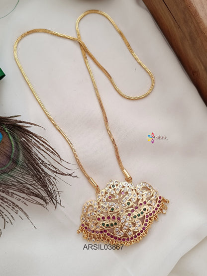 Dual Swan Stone Pendant Long Haram