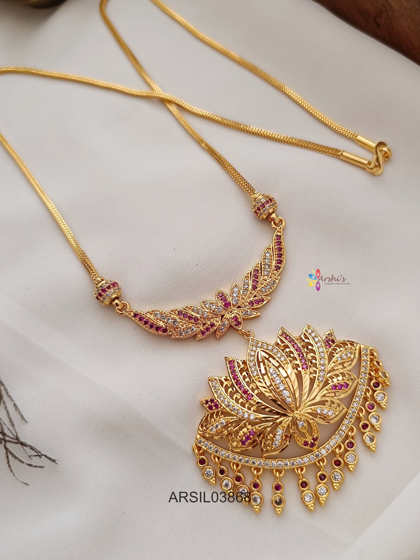Two Step Lotus Pendant Long Haram