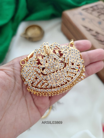 Lakshmi White Stone Pendant Long Haram
