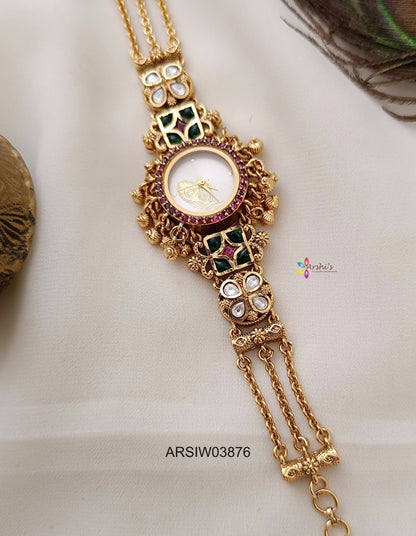 Antique Kundan Gold Beads Watch