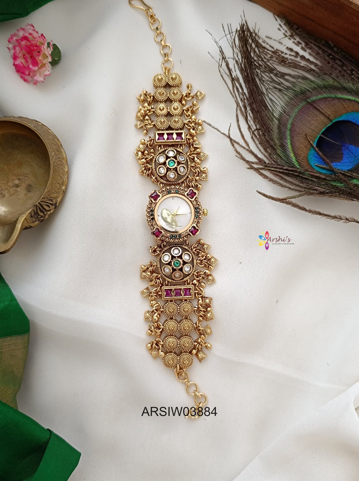 Jadau Kundan Gold Bead Watch