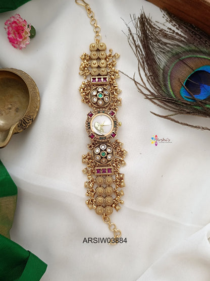 Jadau Kundan Gold Bead Watch
