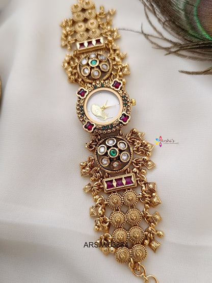 Jadau Kundan Gold Bead Watch