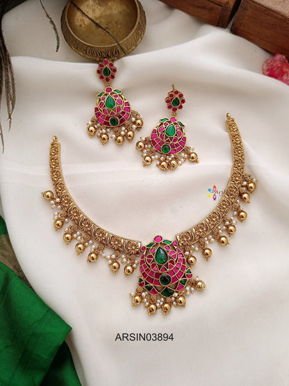 Jadau Kundan Pendant Kante Necklace