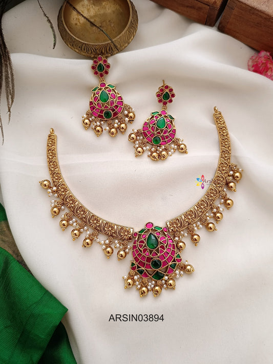 Jadau Kundan Pendant Kante Necklace