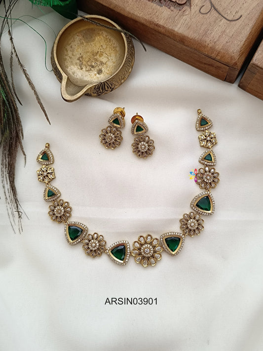 Triangle Green Stone Necklace