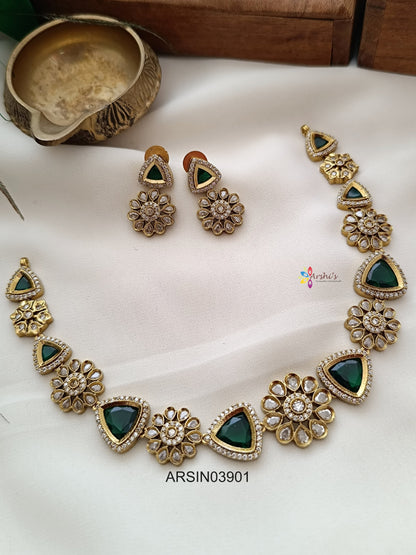 Triangle Green Stone Necklace