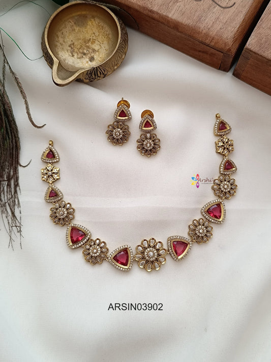 Triangle Red Stone Necklace