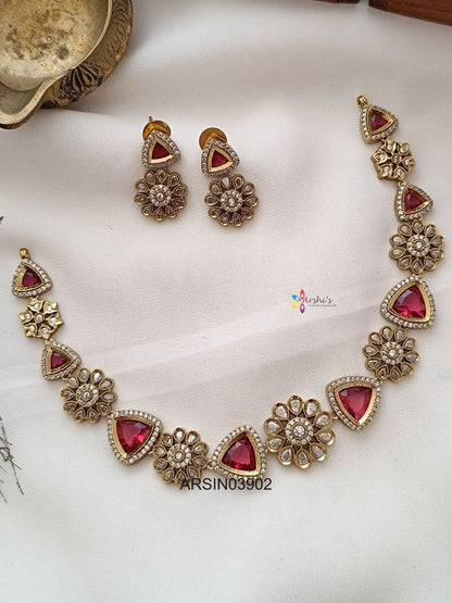 Triangle Red Stone Necklace