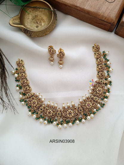 Antique Rectangle Flower Design Necklace