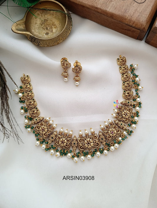 Antique Rectangle Flower Design Necklace