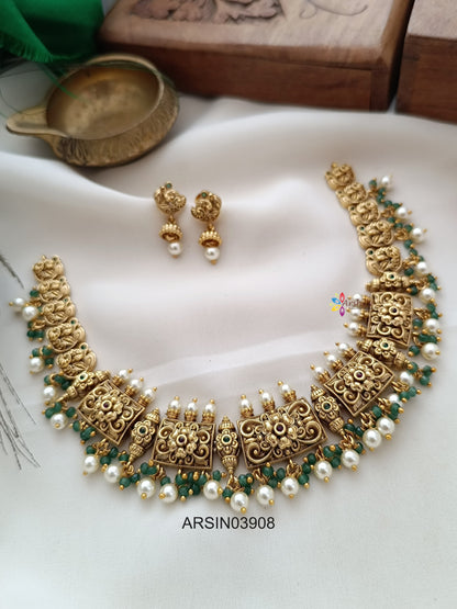 Antique Rectangle Flower Design Necklace