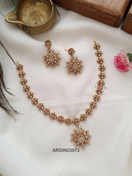 AD White Stone Necklace