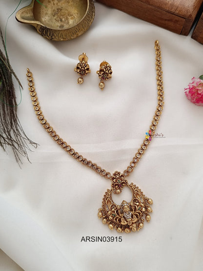 White Stone Lakshmi Pendant Necklace