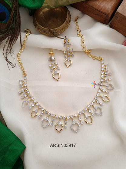 White Stone Heart Design Necklace