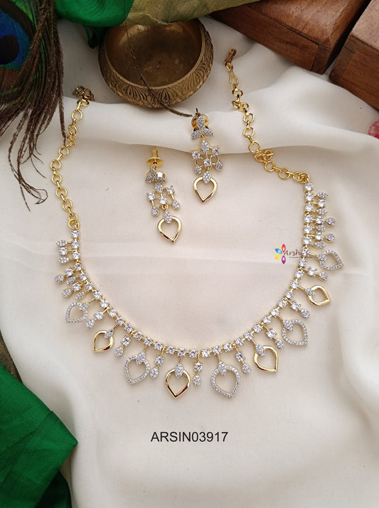 White Stone Heart Design Necklace