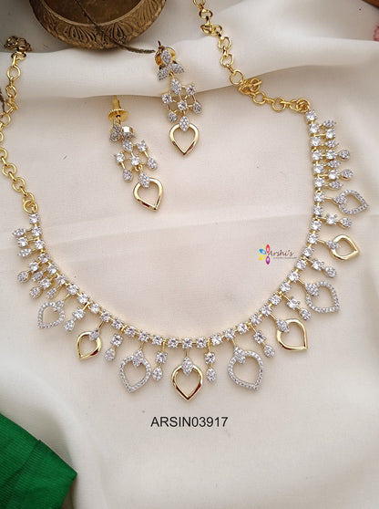 White Stone Heart Design Necklace