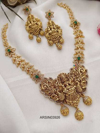 Antique Lakshmi Pendant White Stone Chain Necklace