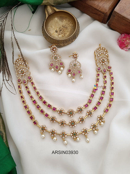 Three Layered Stone Necklace
