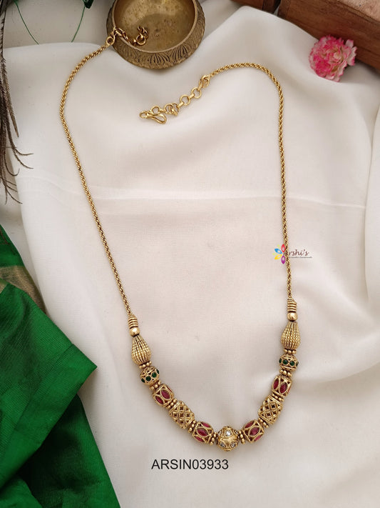 Gold and Red Bead Necklace