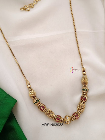 Gold and Red Bead Necklace