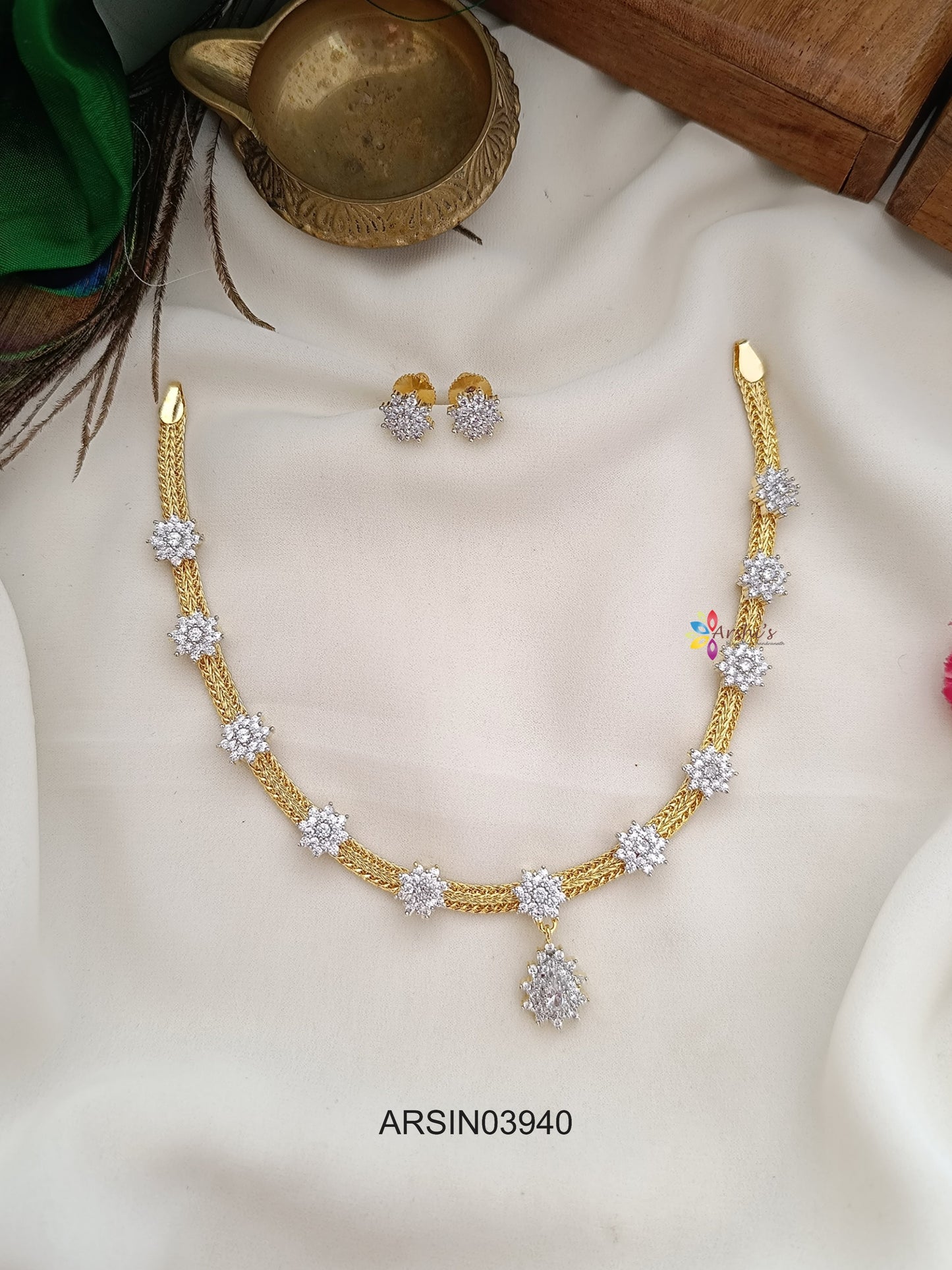 Floral AD Stone Necklace