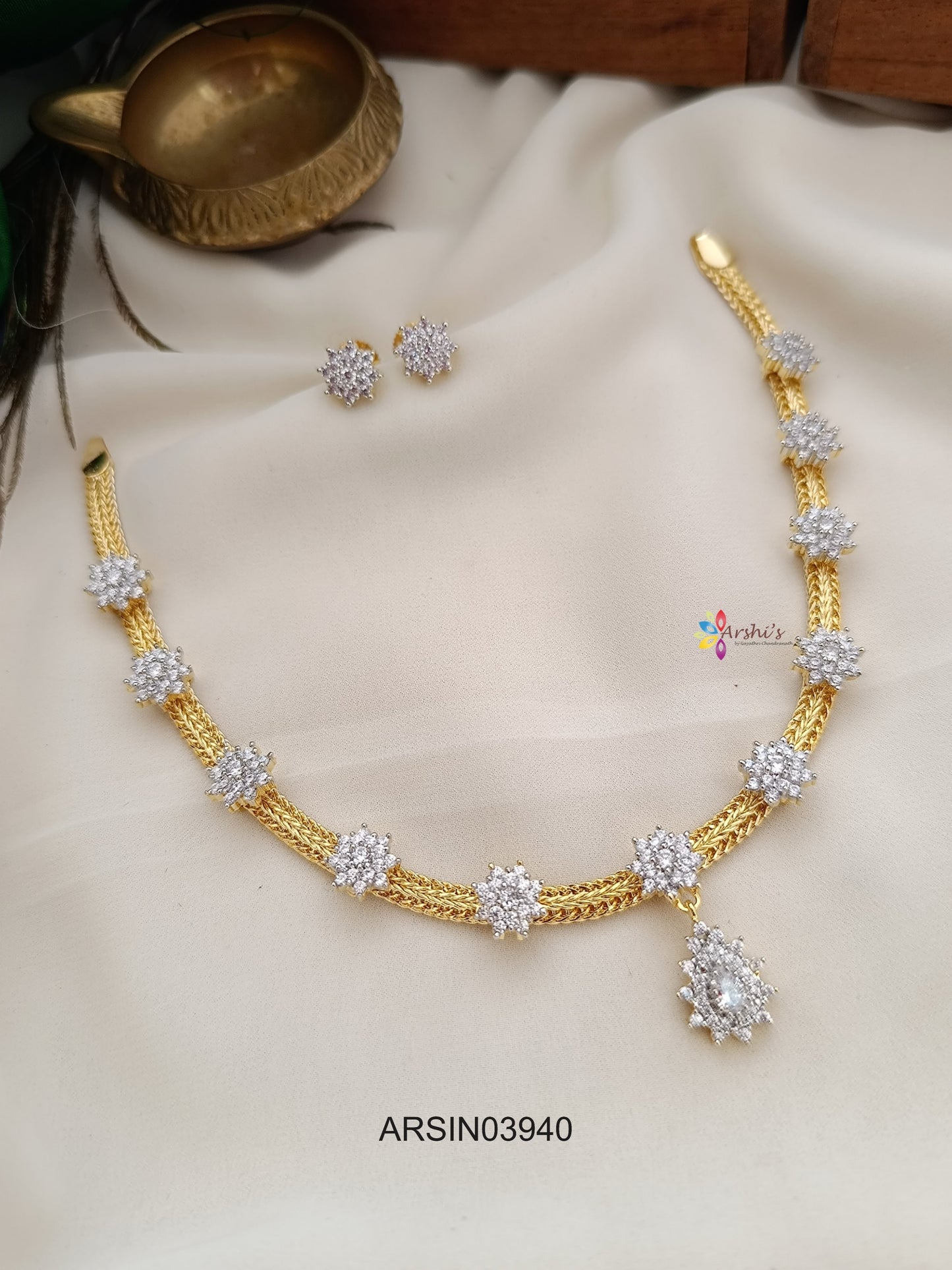 Floral AD Stone Necklace