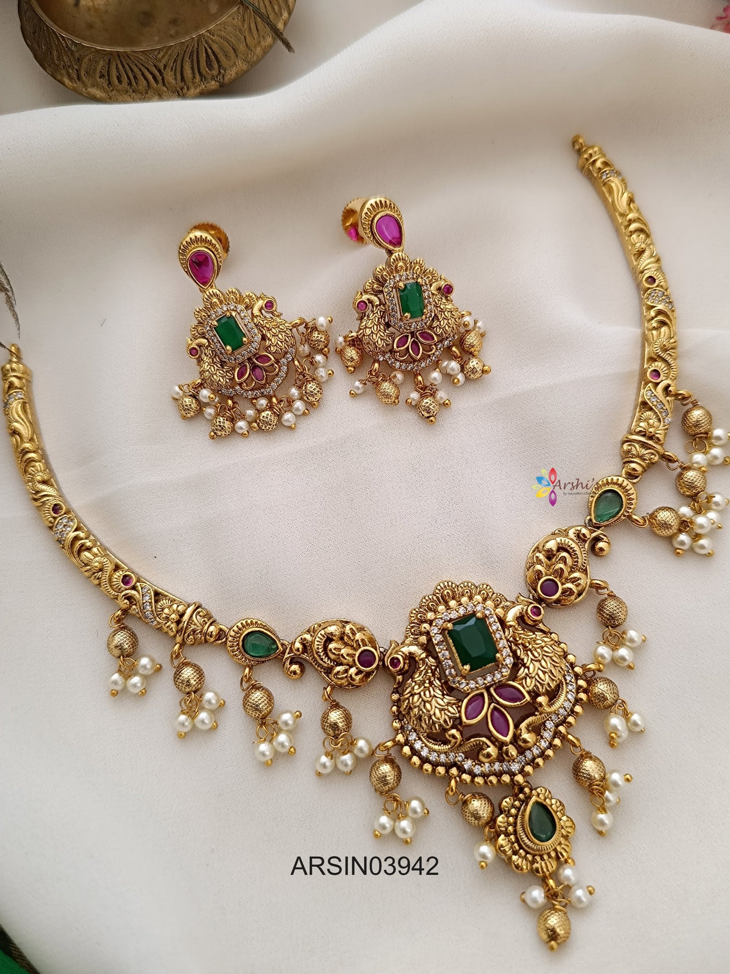 Peacock Guttapusaly Kante Necklace