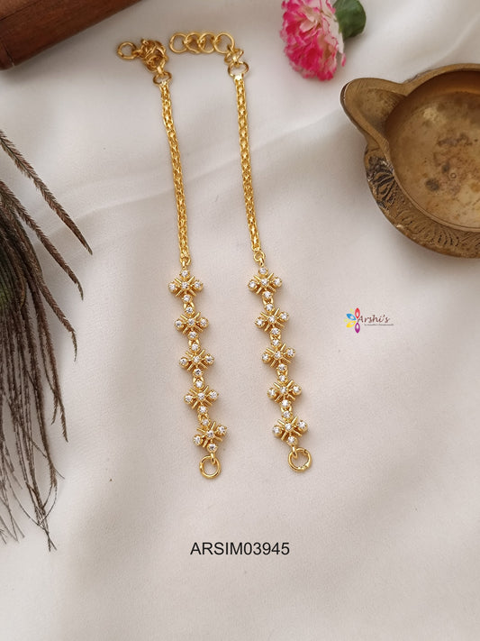 AD White Stone Earchains