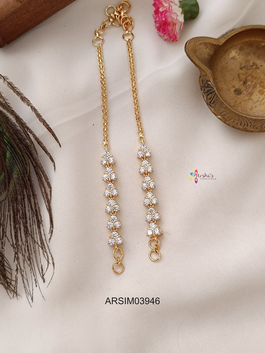 AD White Stone Earchains