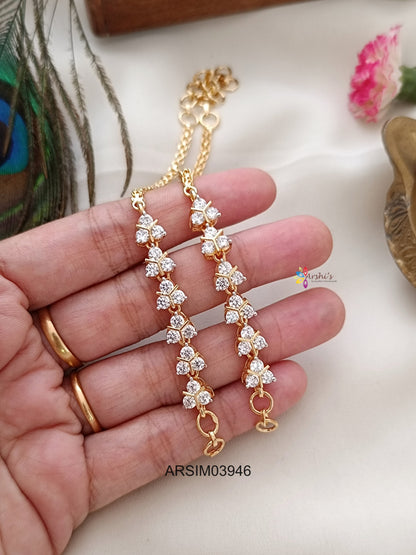 AD White Stone Earchains