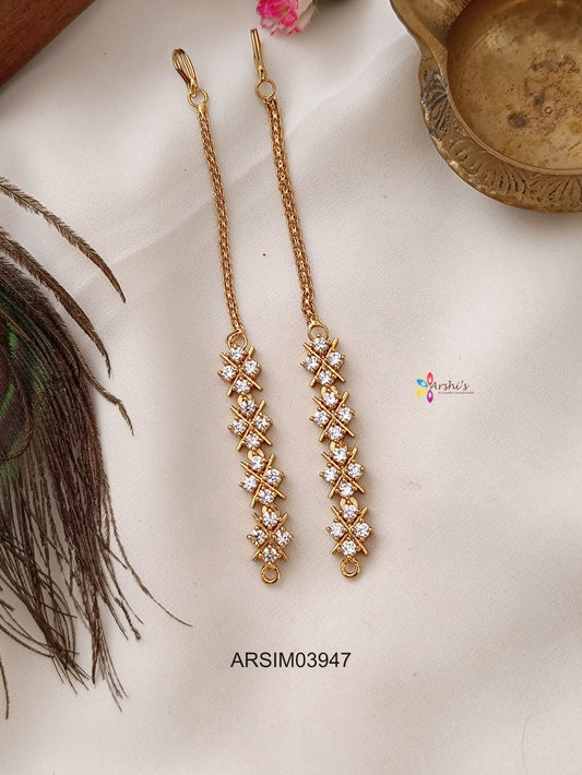AD White Stone Earchains